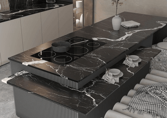 Nero Marquina Benchtop - Black Matt