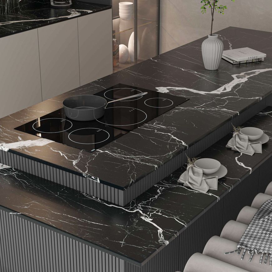 Nero Marquina Benchtop - Black Matt