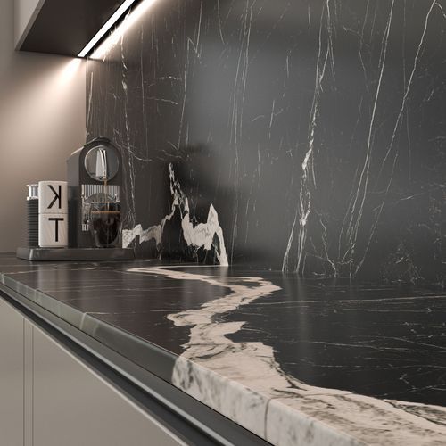 Nero Marquina Benchtop - Black Matt