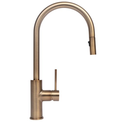 Mira Brushed Vintage Antique Brass Pull Out Mixer
