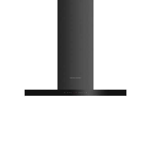 Wall Rangehood, 90cm, Box Chimney with External Motor, Black Stainless Steel & Glass