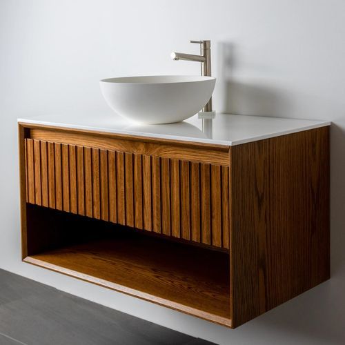 Plato Largo 1200 Single Drawer Open Shelf Wall Hung Vanity Range