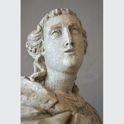 Antique French Carved Statue of a Saint