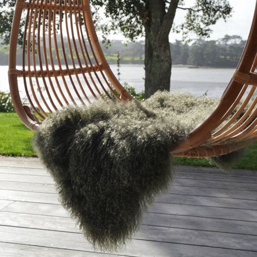 Tibetan Lambskin Rug - Olive
