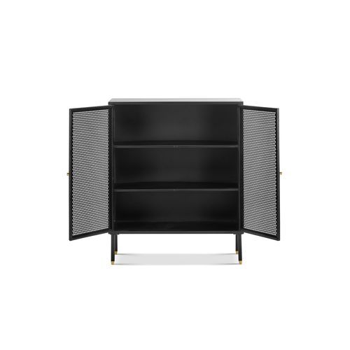 Mesh 2 Door Low Storage Cabinet | Matte Black