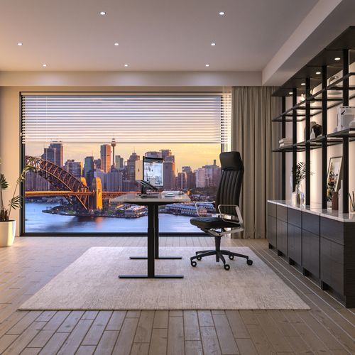 Custom Home Office Shelving Unit & Standing Desk