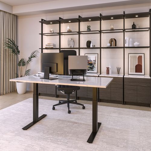 Custom Home Office Shelving Unit & Standing Desk