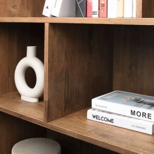 Stax Staggered Bookcase | Rustic Walnut | Wide | 1.2m