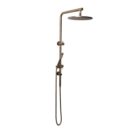 Mira Brushed Vintage Antique Brass Shower Rail Twin Set