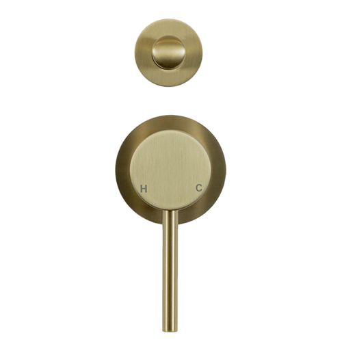 Mira Brushed Brass Gold Wall Mixer with divertor