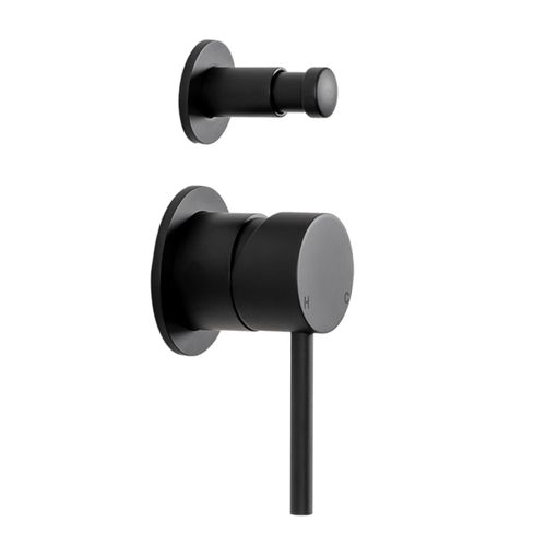 Mira Matte Black Wall Mixer with divertor