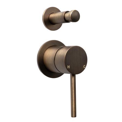 Mira Brushed Vintage Antique Brass Wall Mixer with dive