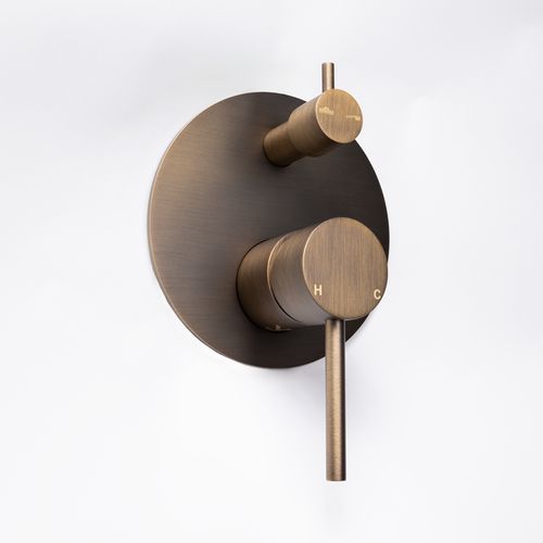 Mira Brushed Vintage Antique Brass Wall Mixer Divertor