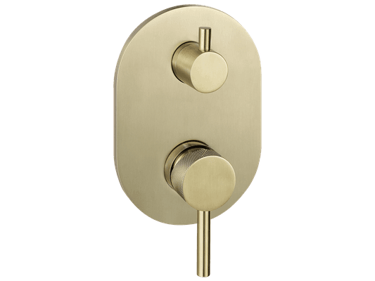 Scarab Shower Divert Mixer Brushed Gold Knurled Handle