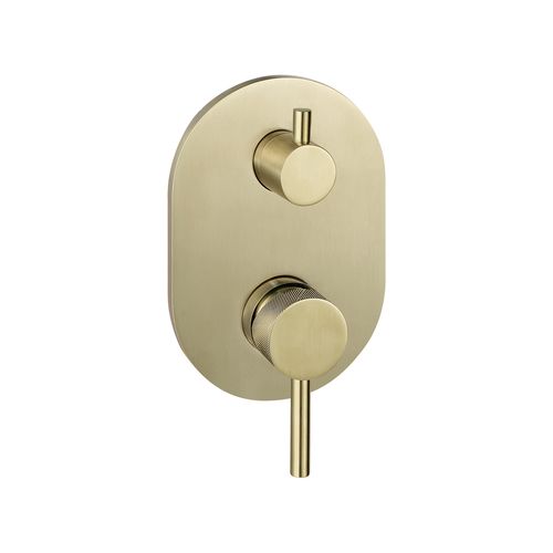 Scarab Shower Divert Mixer Brushed Gold Knurled Handle
