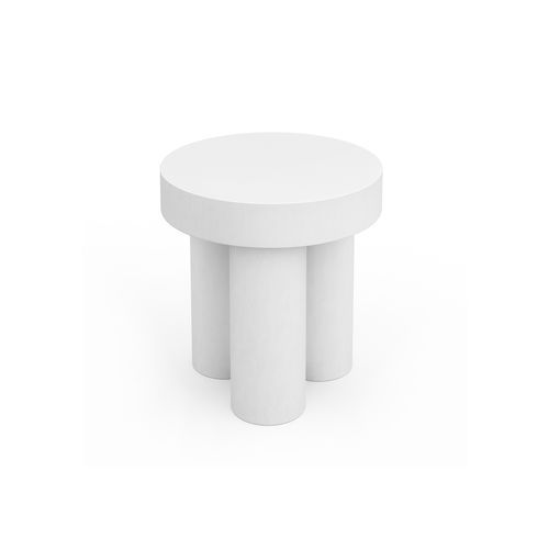 Colum 50cm Round Concrete Side Table | Indoor & Outdoor | White