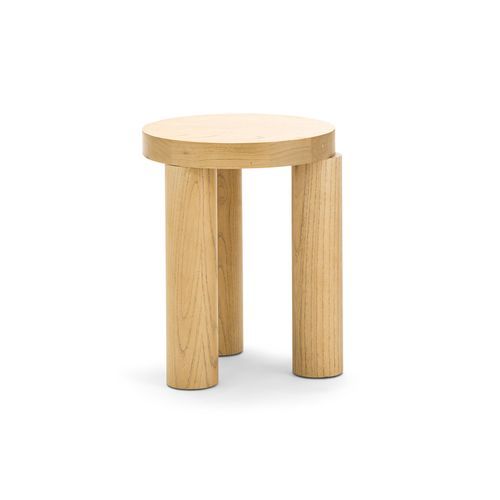 Nomad Round Solid Oak Side Table Stool | Natural