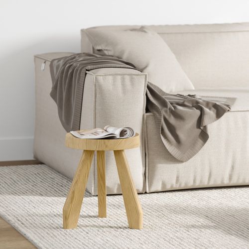 Bel Round Solid Oak Table Stool | Natural