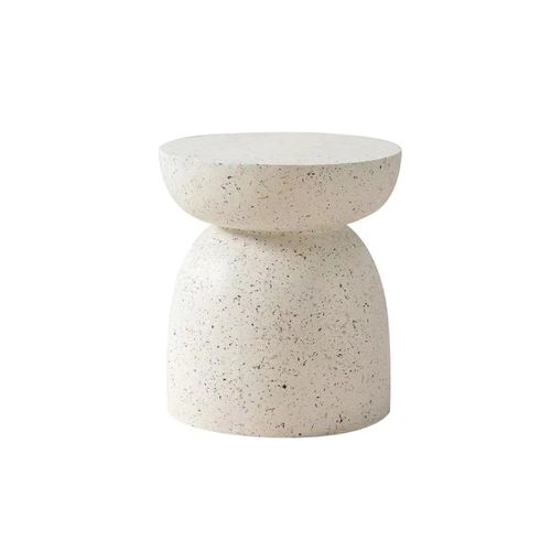 Pedestal Side Table - Fleck White