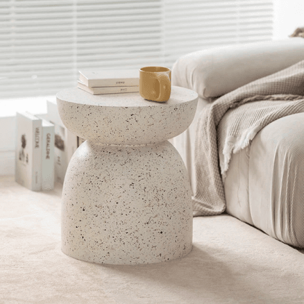 Pedestal Side Table - Fleck White
