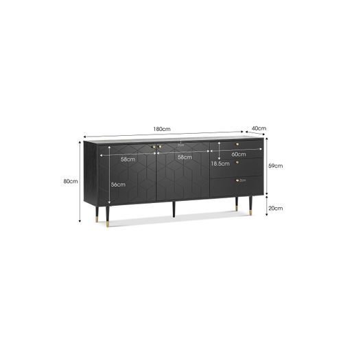 Hexii Oak Sideboard Buffet | Black