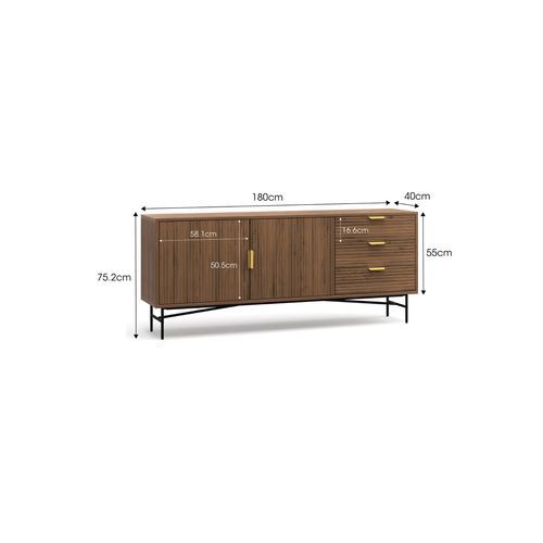 Kina Ripple Slatted Sideboard | 180cm | Light Walnut