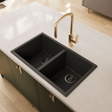 Kuro Granite 34L/34L Double Bowl Kitchen Sink