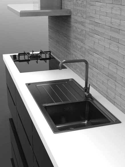 ZOMODO Delta Black Pearl Sink & Drainer