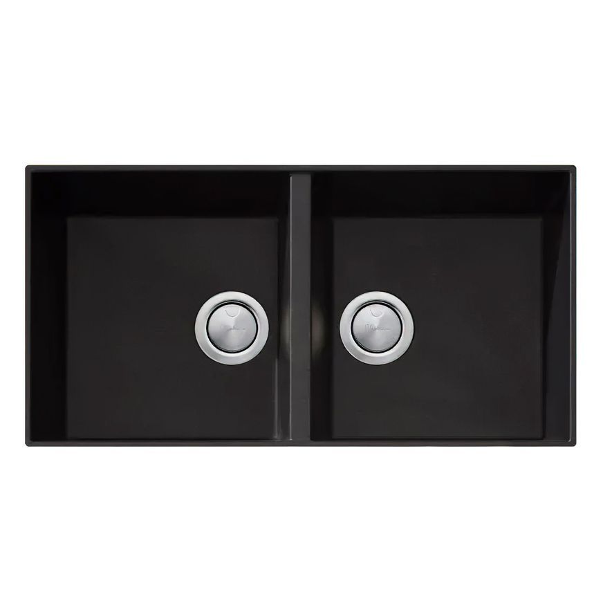 Oliveri Santorini Undermount Double Bowl Sink - Black Granite