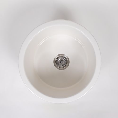 Jocasta 460x460 Gloss White Circle Fireclay Single Bowl