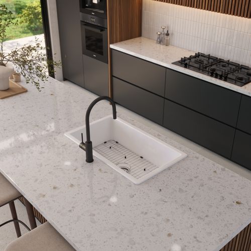 Tamsin 813x483 Gloss White Fireclay Single Bowl Sink