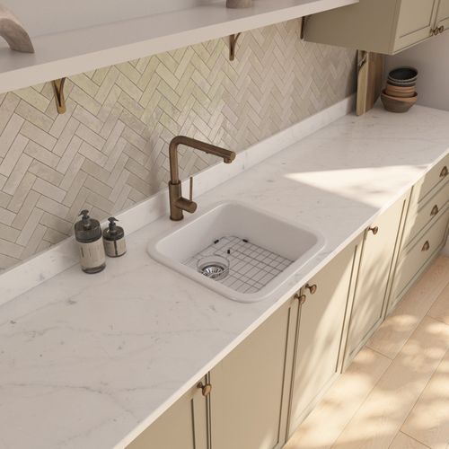 Abigail 483 x483 Gloss White Fireclay Single Bowl Sink