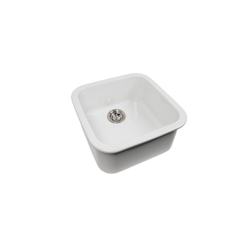 Abigail 483 x483 Gloss White Fireclay Single Bowl Sink