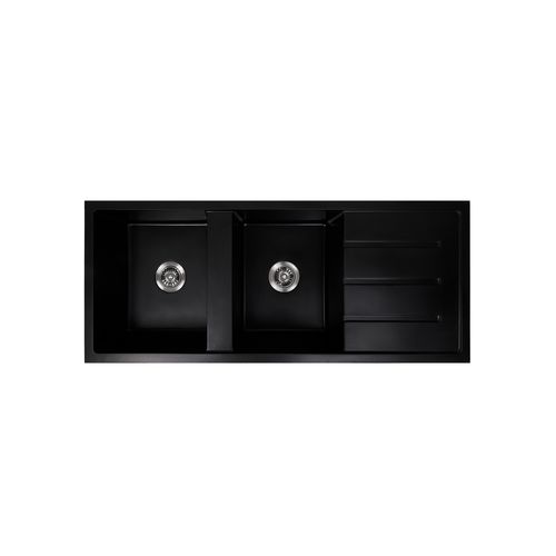Darlene 1200x500 Black Granite Drainboard Bowl Sink