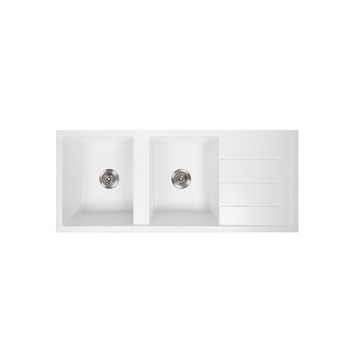 Darlene 1200x500 White Granite Drainboard Sink
