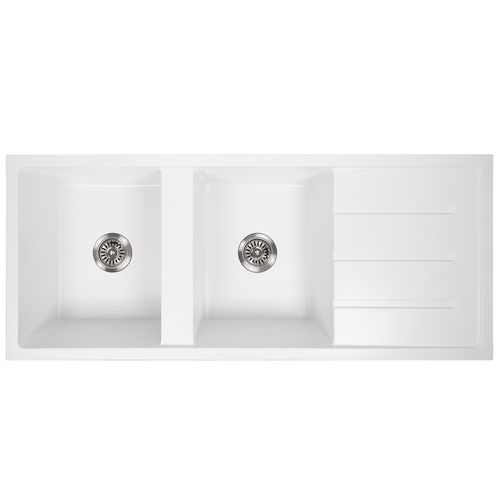 Darlene 1200x500 White Granite Drainboard Sink