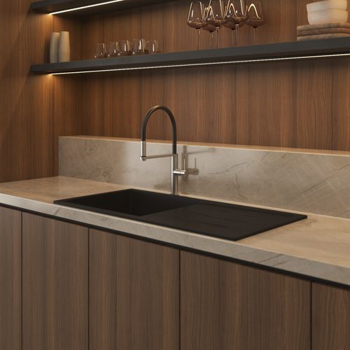 Randall 1000x500 Black Granite Drainboard Sink