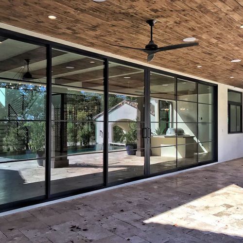 Steel Frame Glass External Sliding Doors - Galvanised P