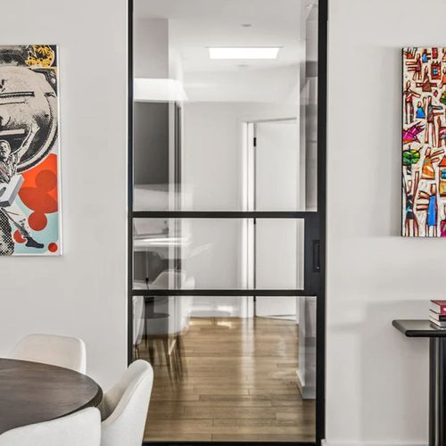 Steel Frame Glass Internal Sliding Doors - Galvanised P