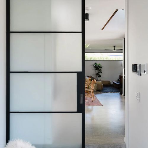 Steel Frame Glass Internal Sliding Doors - Galvanised P
