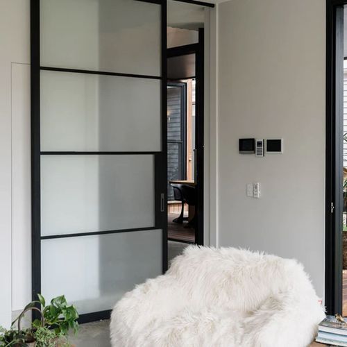 Steel Frame Glass Internal Sliding Doors - Galvanised P