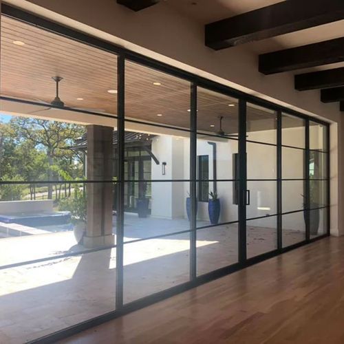 Steel Frame Glass External Sliding Doors - Galvanised P