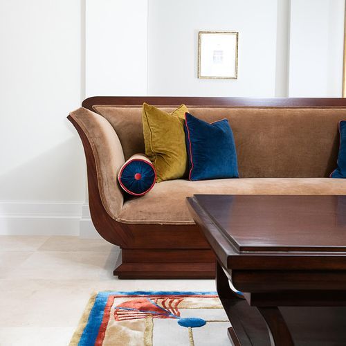 Modern Art Deco Open Back Sofa