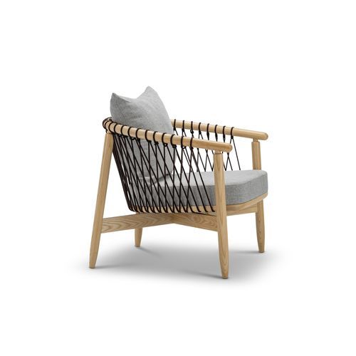 Tait Solid Ashwood Woven Rope Lounge Armchair | Natural & Grey