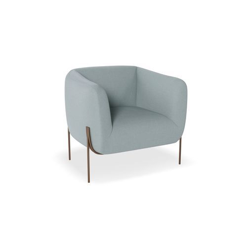 Belle Lounge Chair - Sky Blue - Brushed Matt Gold Legs
