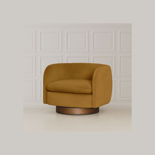 Charlie Swivel Chair - Camel Velvet