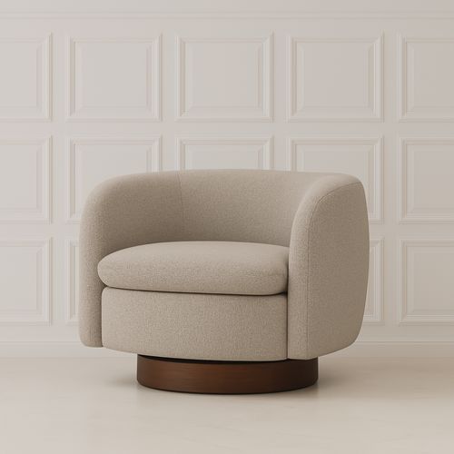 Charlie Swivel Chair- Beige Boucle