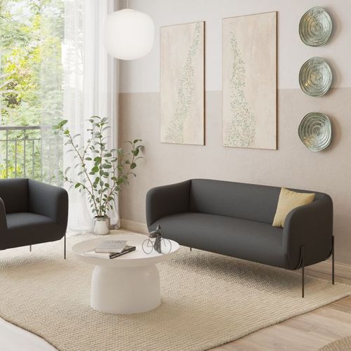 Belle Lounge Chair - Storm Grey - Matt Black Legs