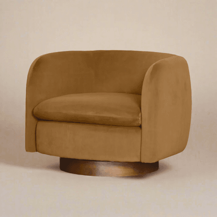 Charlie Swivel Chair- Camel Velvet- Pre Order