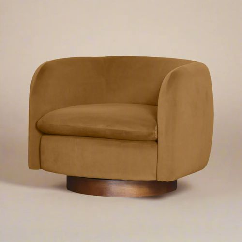 Charlie Swivel Chair - Camel Velvet